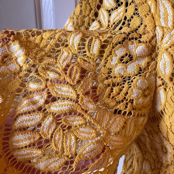 A. Calvin by Flying Tomato Elegant Yellow Lace Mini Dress - Picture 2 of 7